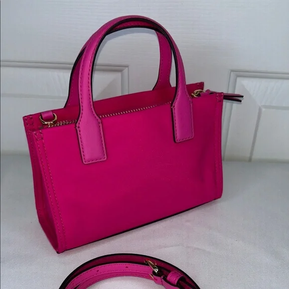Tory Burch Ella Nylon & Leather Mini Tote Bright Pink NWT - Picture 6 of 9